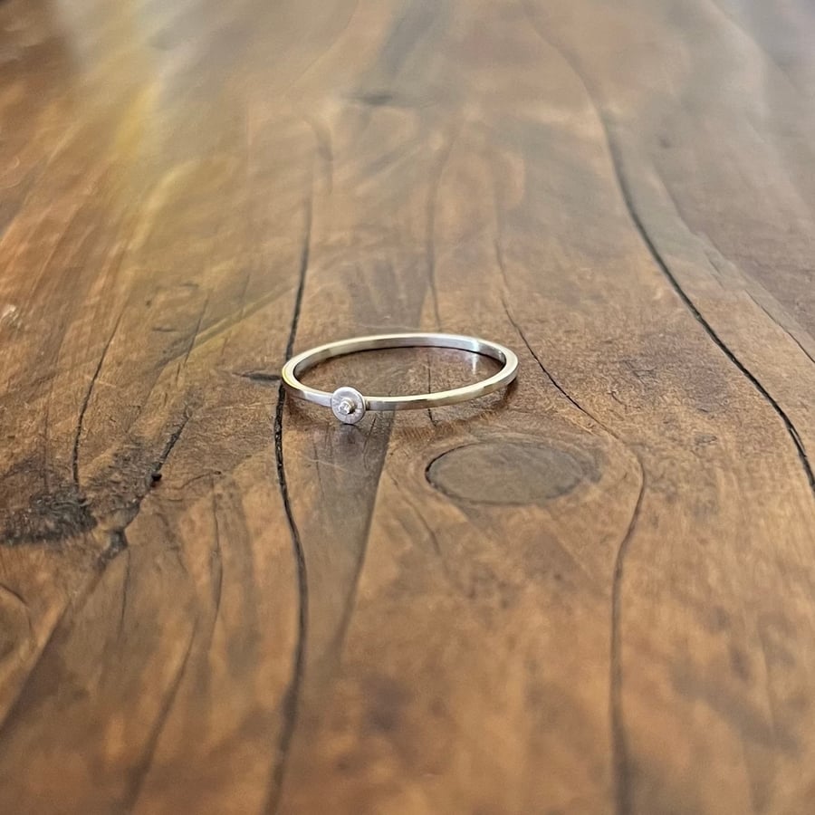 Twinkle Dainty Ring - Size Q (UK) - Handmade, Sterling Silver, CZ