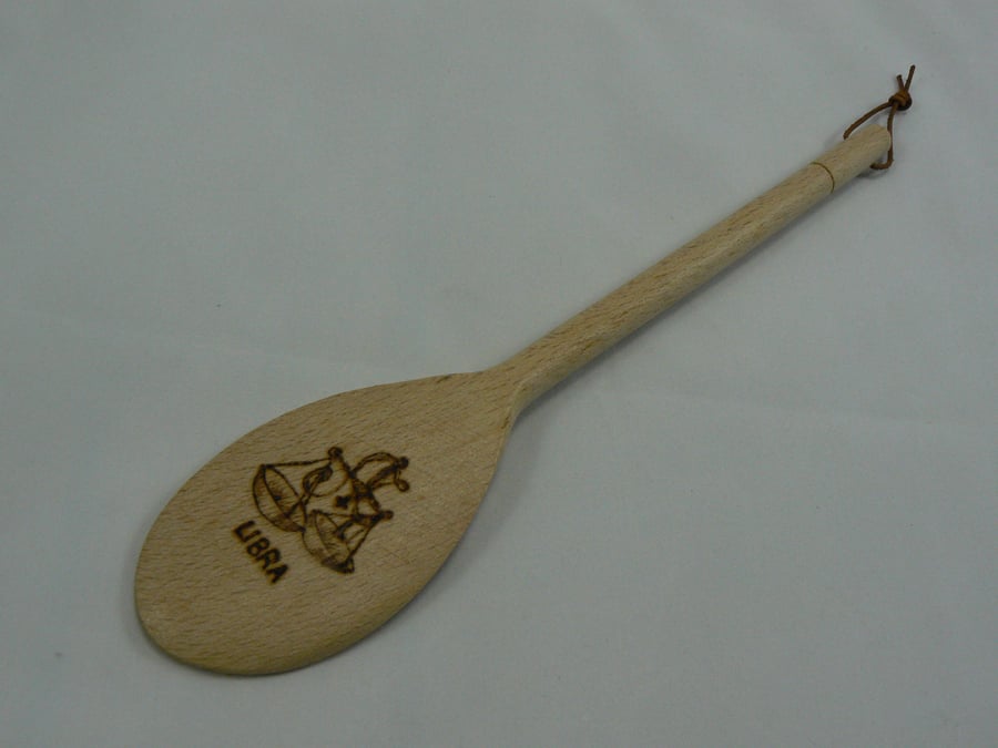 Wooden spoon with Libra star sign (pyrographed)