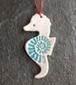 Porcelain Aqua Sea Horse Scandi Christmas decoration The Porcelain Menagerie - Image 1