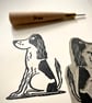 Springer Spaniel A5 Linocut Print - Image 1