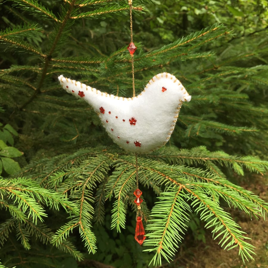 Felt hanging bird, peace dove, bird garland, christmas decoration