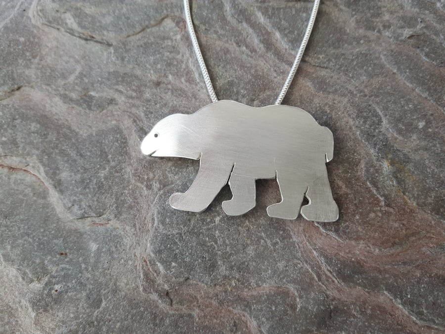 Silver Polar Bear Pendant Necklace