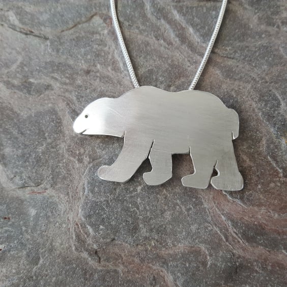 Silver Polar Bear Pendant Necklace