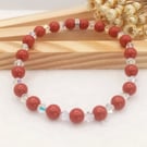 Stretch Bracelet - Cranberry Pearl & Crystal AB Bracelet with Diamanté Rondell