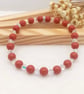Stretch Bracelet - Cranberry Pearl & Crystal AB Bracelet with Diamanté Rondell