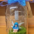 Fairy in jar ornament with labels and led lights 