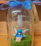 Fairy in jar ornament with labels and led lights 