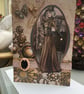 Steampunk elegant lady Victorian London scene card. - Image 1