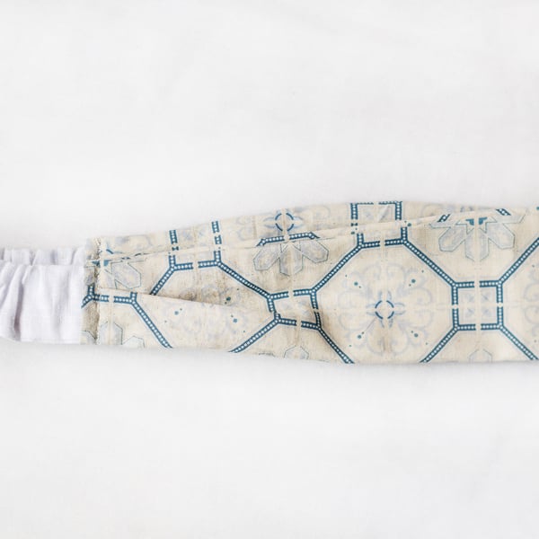 Blue and white hippie boho style headband, hairband