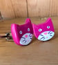 Magenta cat cufflinks 