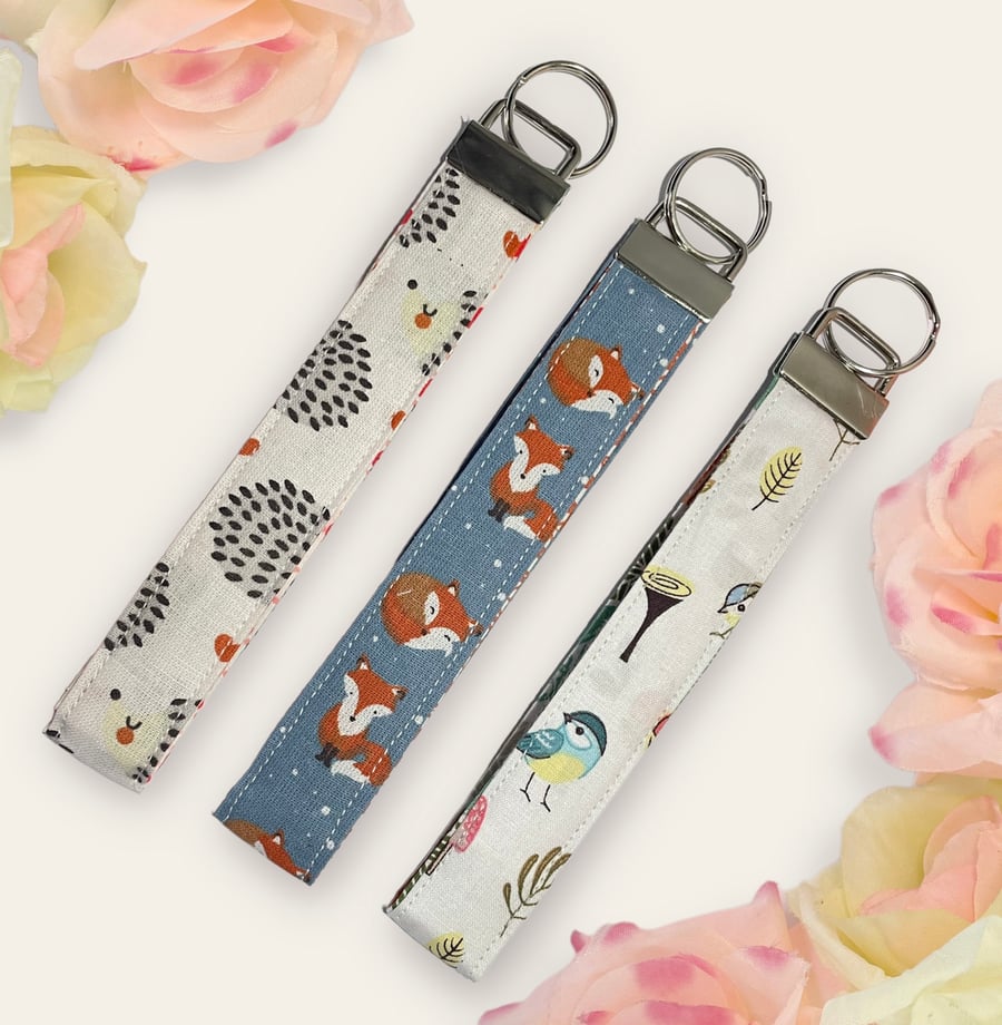 Fox wrist strap keyring. Personalised wristlet