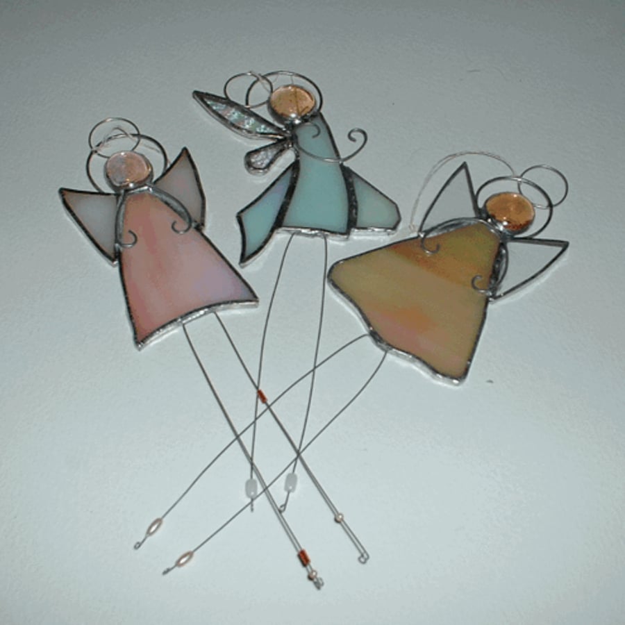 3 Stained glass angel decorations or suncatchers
