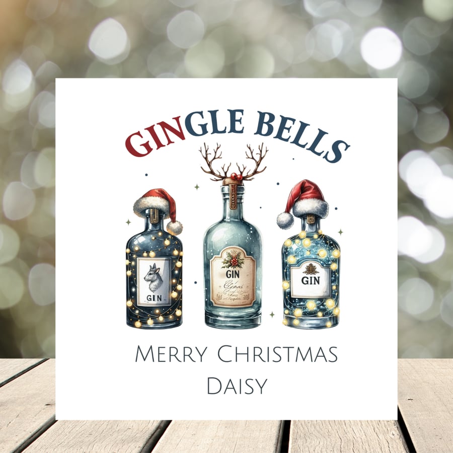 Gin Christmas Card - Gin-gle Funny Christmas Card