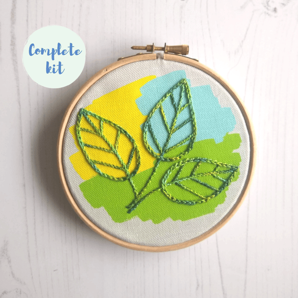 Leaves embroidery kit