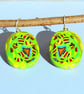 Abstract Pattern Dangle Earrings - Silver, Polymer Clay - Handmade - Unique - Image 3