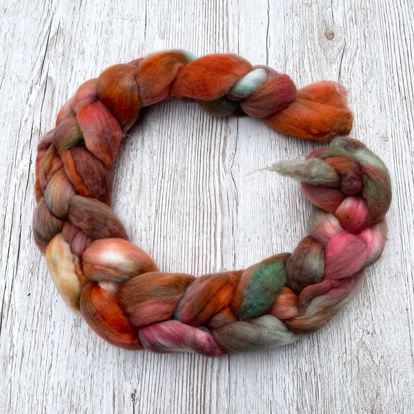 Merino Hand Dyed Spinning Fibre Autumn Dawn 100g