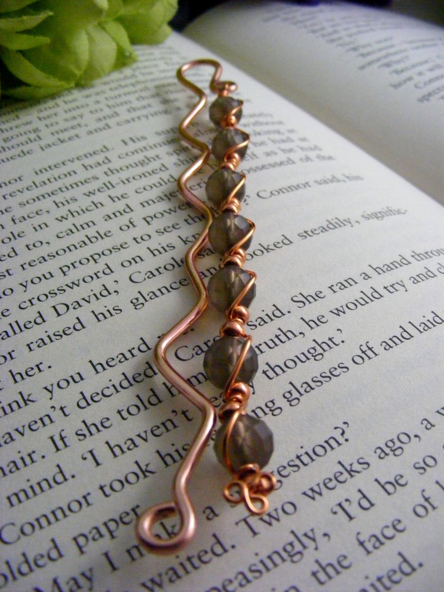 Rose Gold and Smokey Quartz Bookmark