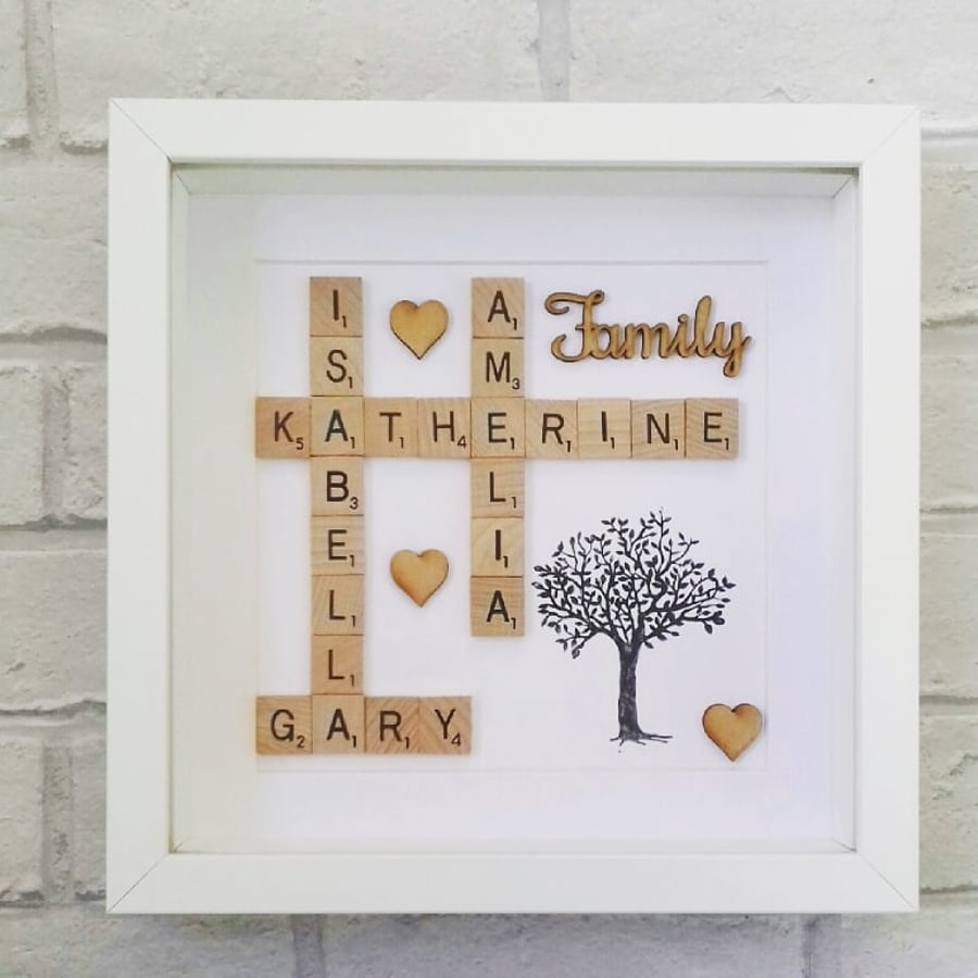Family Tree Frame, Personalised Scrabble Frame