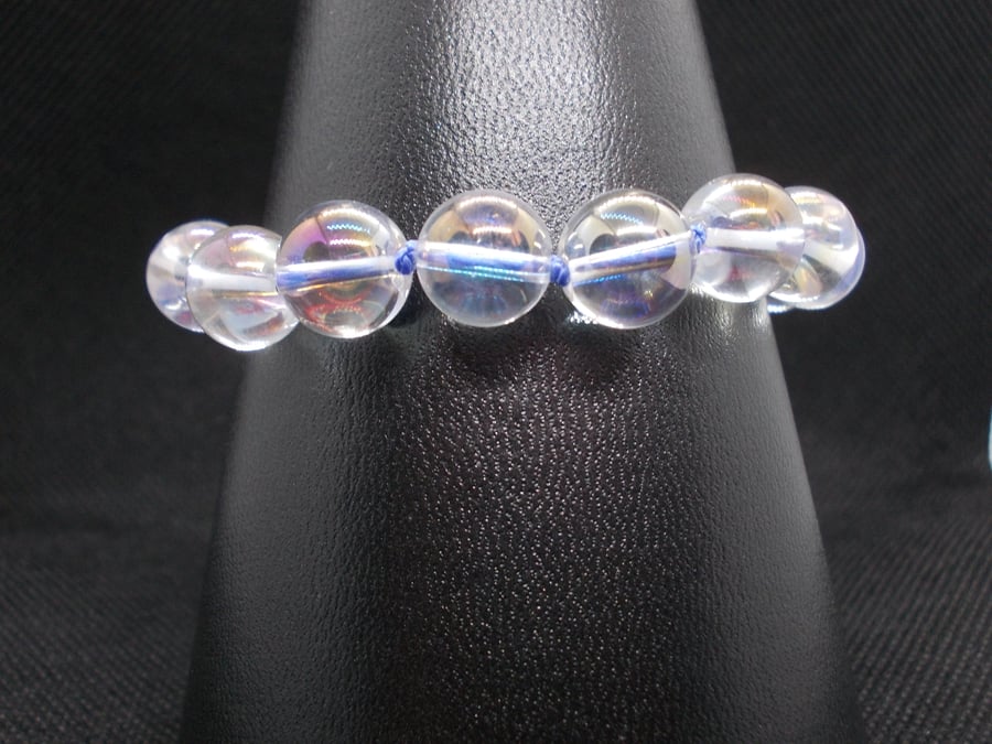 Rainbow coated quartz knotted bracelet
