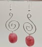 Sterling silver wire wrapped spiral dangle earrings with cherry quartz chunks - Image 4