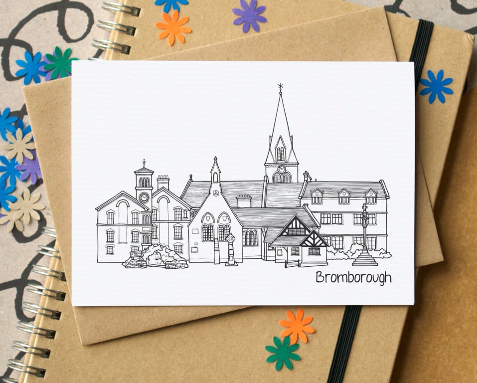 Bromborough Wirral Skyline Greetings Card