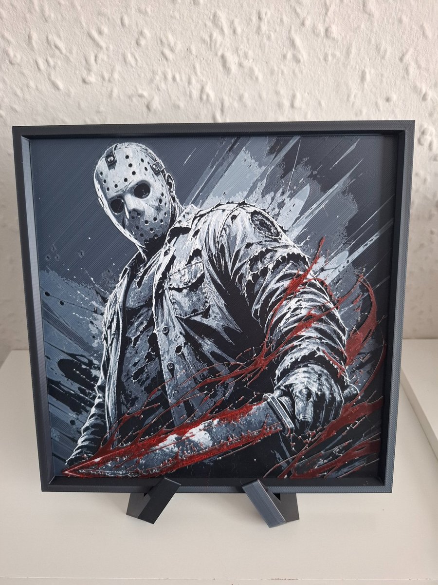 Jason Voorhees 3D HueForge Framed Print - 8 x 8 Inch - Stand Included
