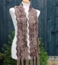 Crochet Stripey Scarf in Mahogany Brown - Image 1