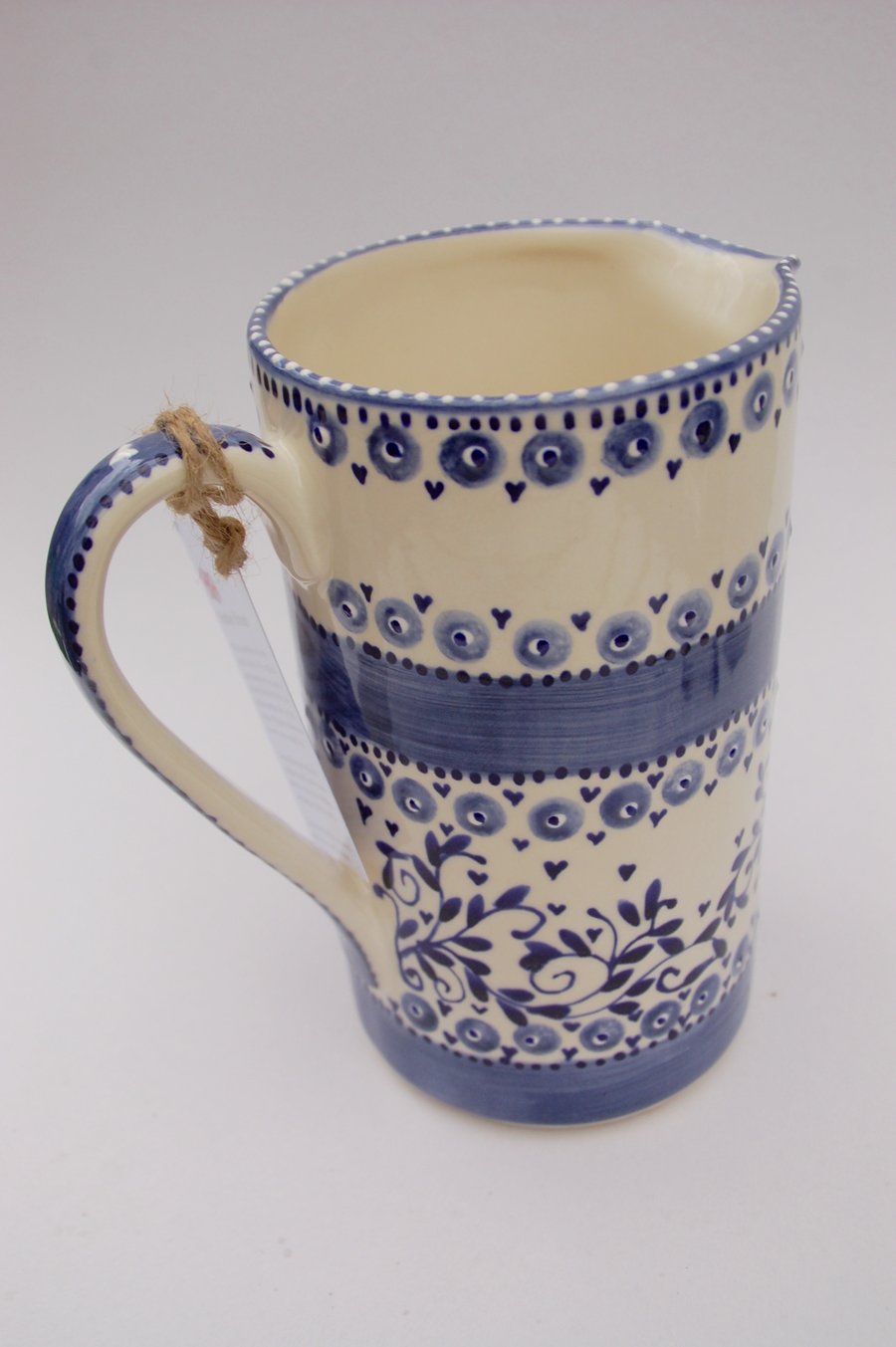 blue and white pitcher