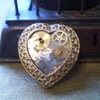 Steampunk Vintage Heart Watch Part Brooch