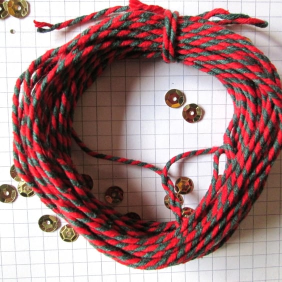 10mts of Cotton bakers twine Red and Green Christmas Twine