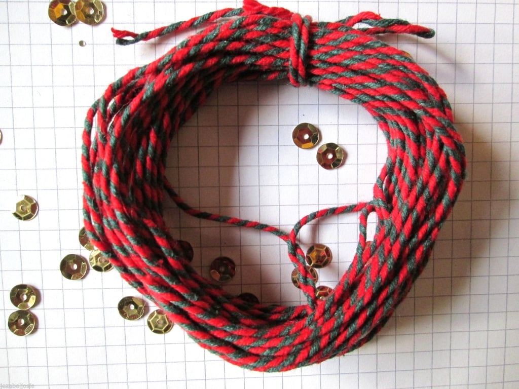 10mts of Cotton bakers twine Red and Green Christmas Twine