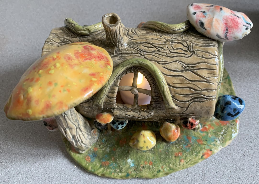 Whimsical fairy house - holds a tea light for added effect
