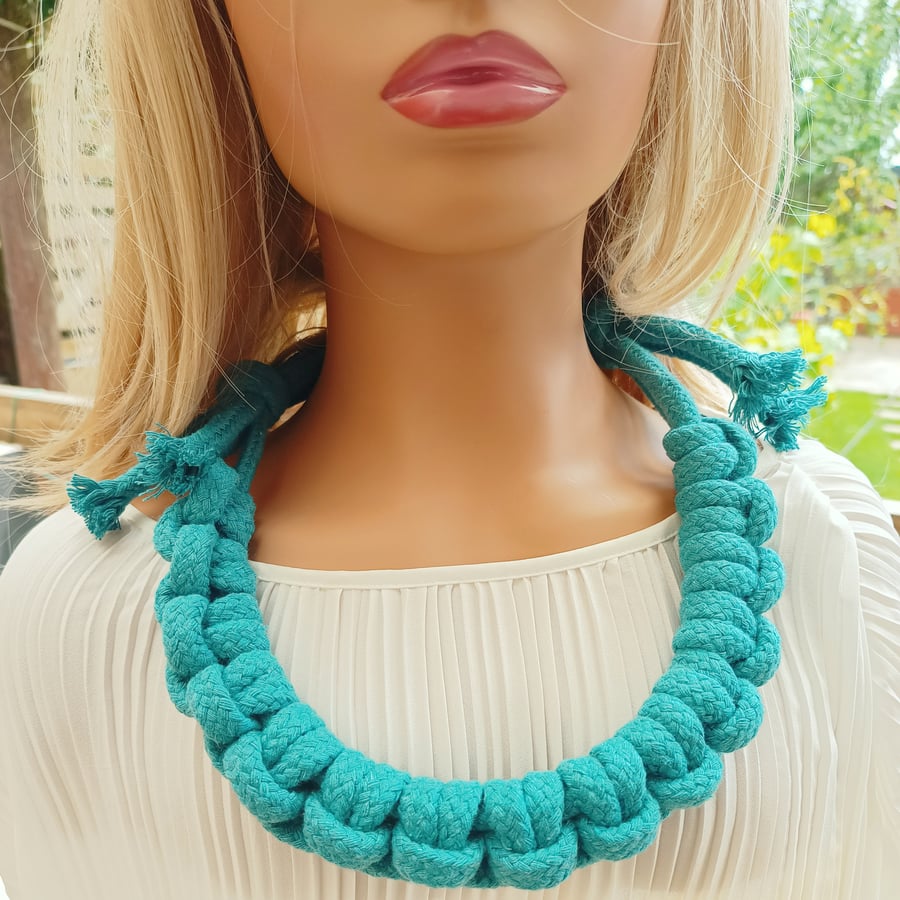 Lucinda Rope Necklace in Cyan