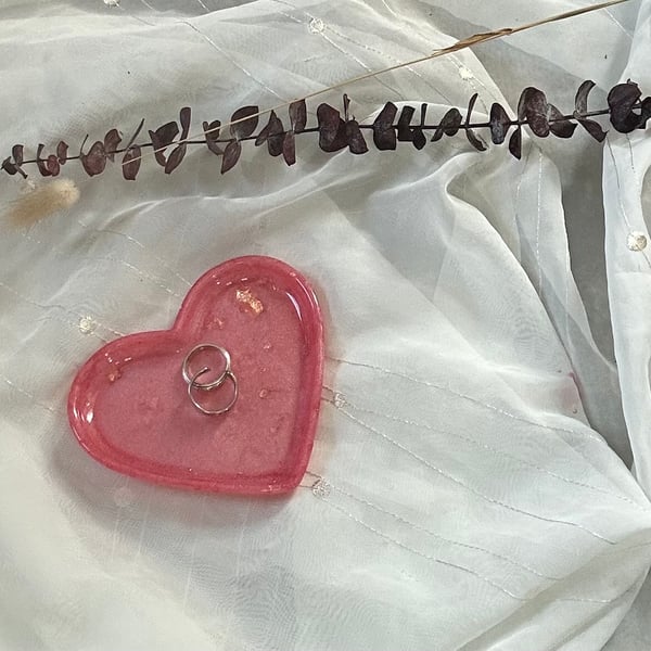 Pink and gold leaf resin trinket plate