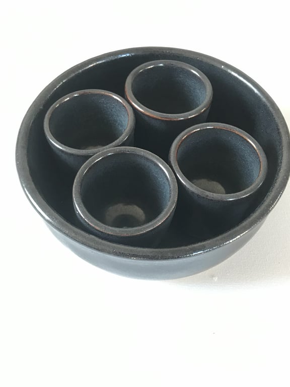 Ceramic Shot Glass and Nibbles Set. Handmade.