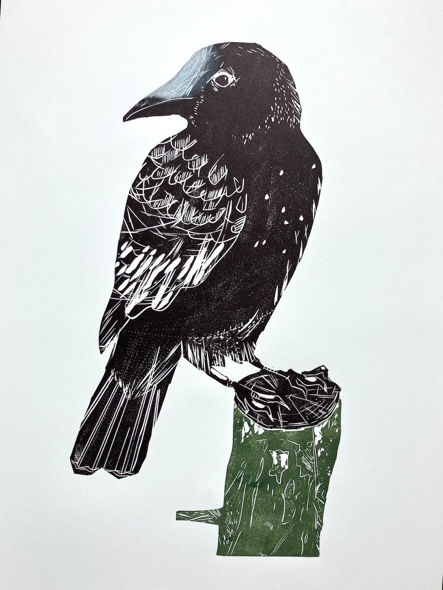 Black Crow - Lino Cut 