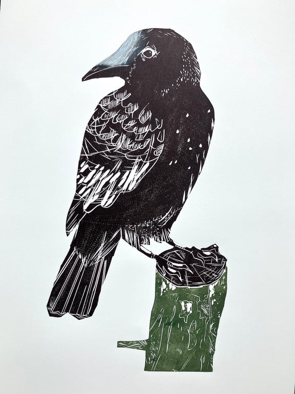 Black Crow - Lino Cut 