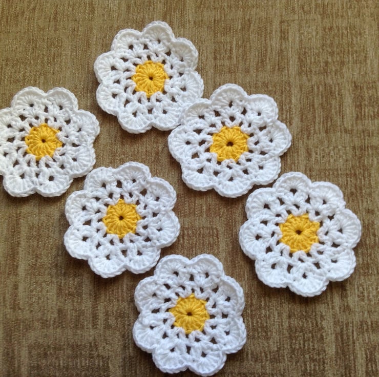 Crochet Daisy Flower Coasters Folksy