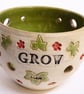 Tea light holder Wheel thrown "Grow" green. - Image 1