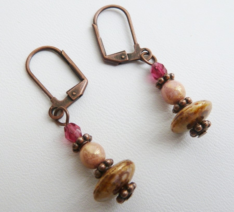 copper lever back earrings
