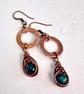 Copper Washer Earrings with wire wrapped Apatite Beads - Image 6