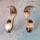 2 Handmade caught in the wind funky fork coat, robe hooks. 