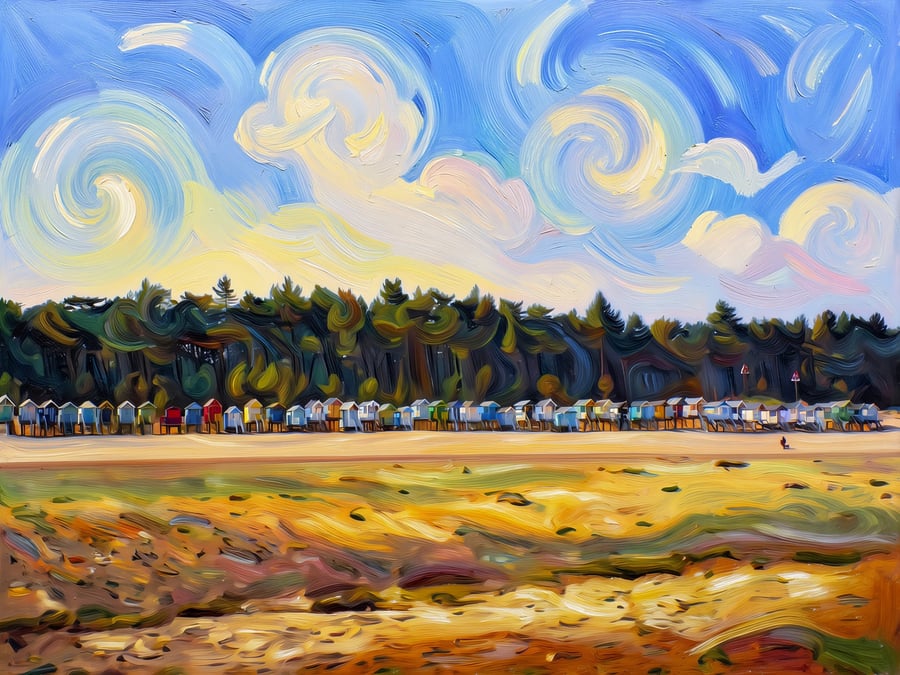 A4 Print North Norfolk Wells-Next-The-Sea Beach Huts Distance