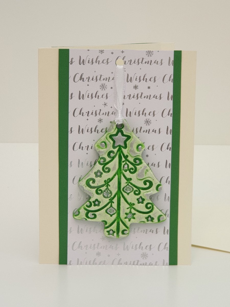 Christmas card - clay keepsake Christmas tree decoration 
