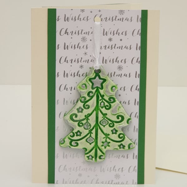 Christmas card - clay keepsake Christmas tree decoration 