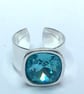 SWAROVSKI ELEMENTS RING silver plated base adjustable - Image 5