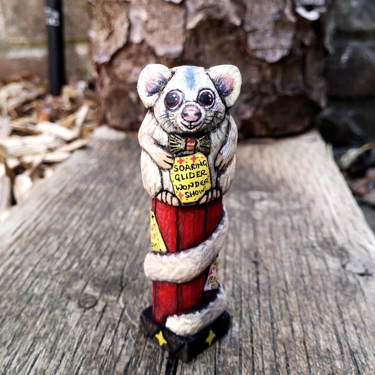 Hand carved, painted and oiled Grizzlewick the Glider!
