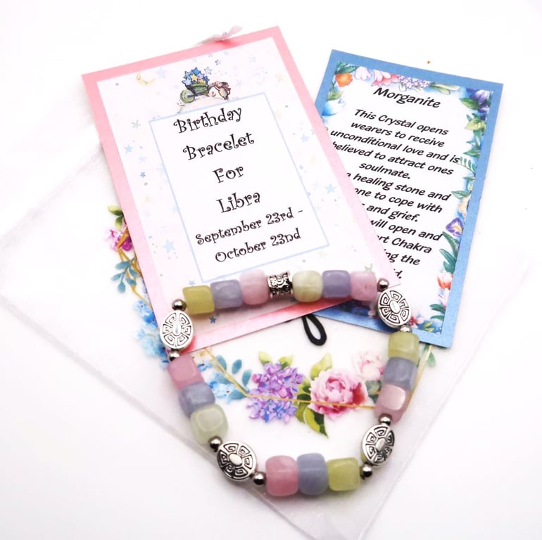 Birthday Bracelet for Libra - Morganite.