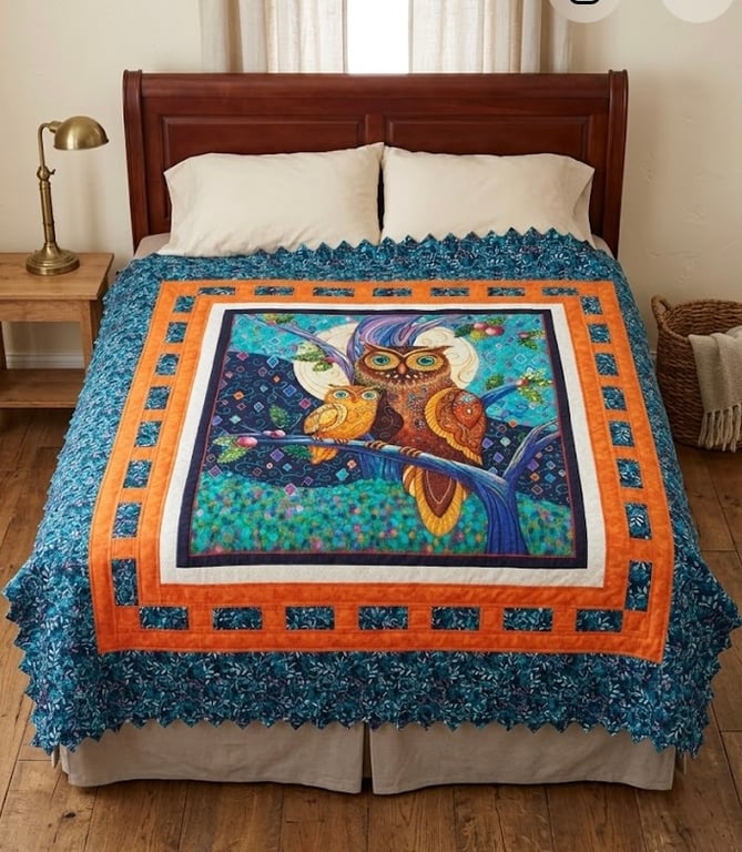 What A Hoot hand quilted owl quilt