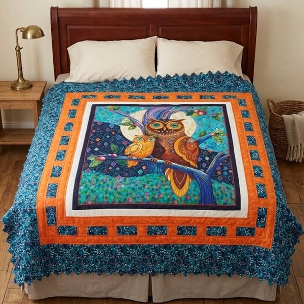 What A Hoot hand quilted owl quilt